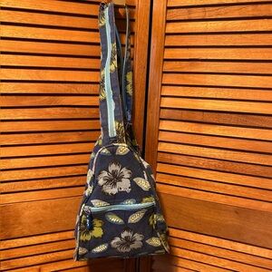 KD Down Under Floral Print Shoulder Sling Canvas Bag Zips to Convert to Backpack